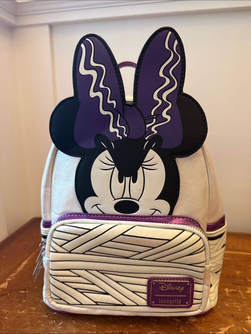 Loungefly Halloween Minnie Mouse Bride Of Frankenstein Glow Mini Backpack